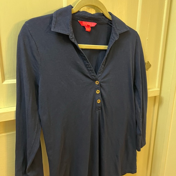 Lilly P three quarter sleeve navy polo . Excellent condition. Barely worn. - Picture 5 of 14